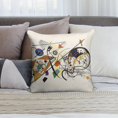 HD. Transverse Lines (1923), by Wassily Kandinsky Soft Short Plush Fabric Throw Pillow