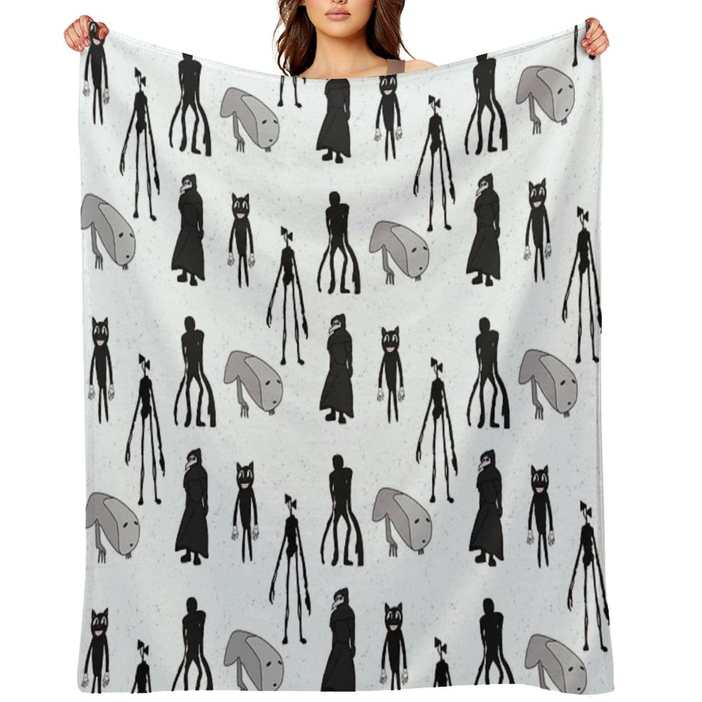 Siren Head, Breaking News, Witch Dr, Bridge Worm, Cartoon Cat Throw Blanket