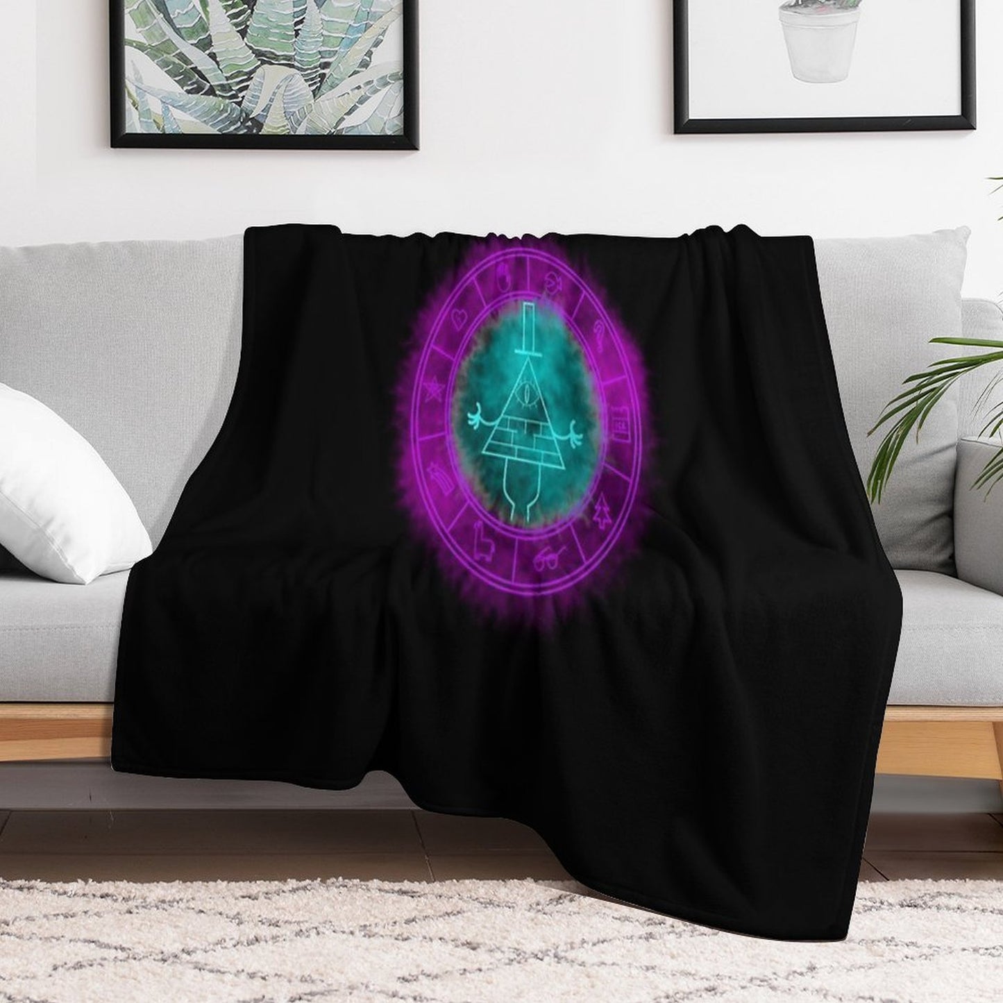 Bill Cipher Symbol Bluegreenpurple Throw Blanket