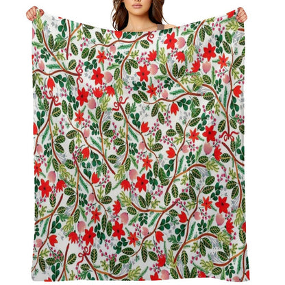 Christmas Floral Pattern Throw Blanket