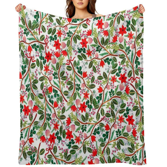 Christmas Floral Pattern Throw Blanket