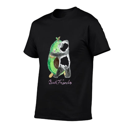 An Avocado And A Panda Hug Each Other Sweetly  Cotton T-Shirt