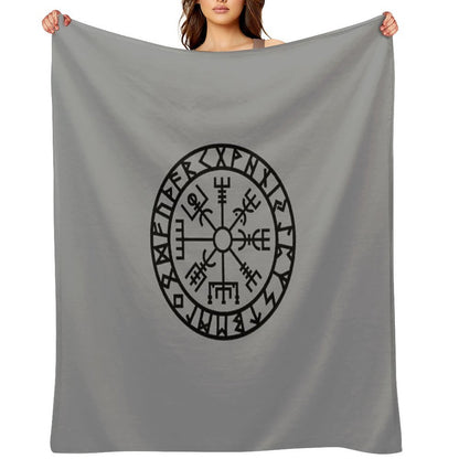 Vegvisir - Futhark - Runes - Navigator - Vikings Throw Blanket