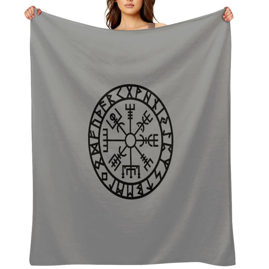 Vegvisir - Futhark - Runes - Navigator - Vikings Throw Blanket