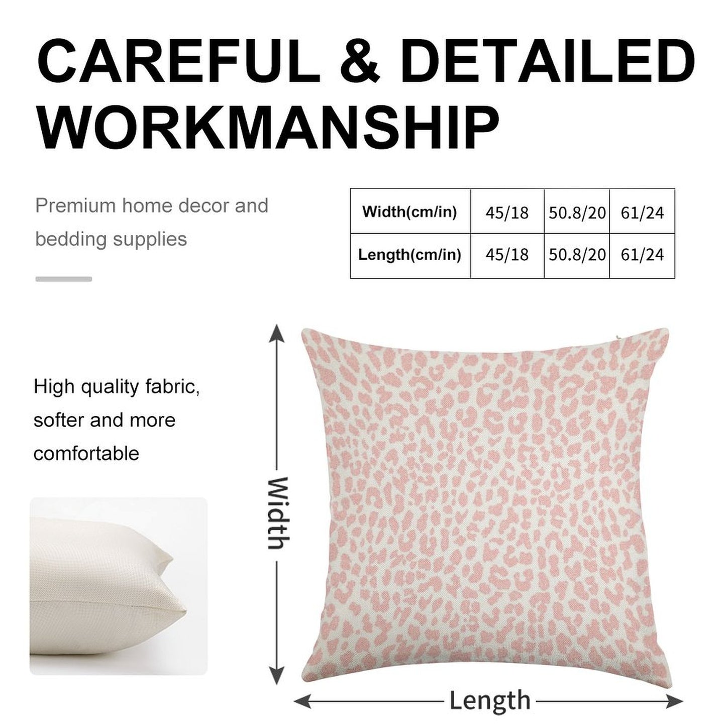 Pale Coral Leopard Linen Throw Pillow Cover