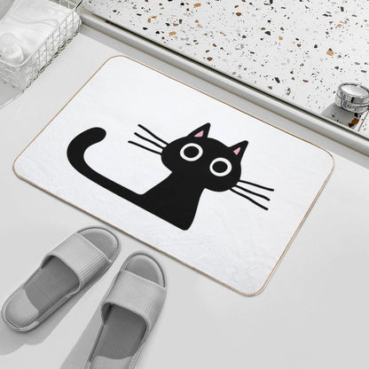 Cutie Kitty Cat Wide Eyed Black Kitten Bath Mat