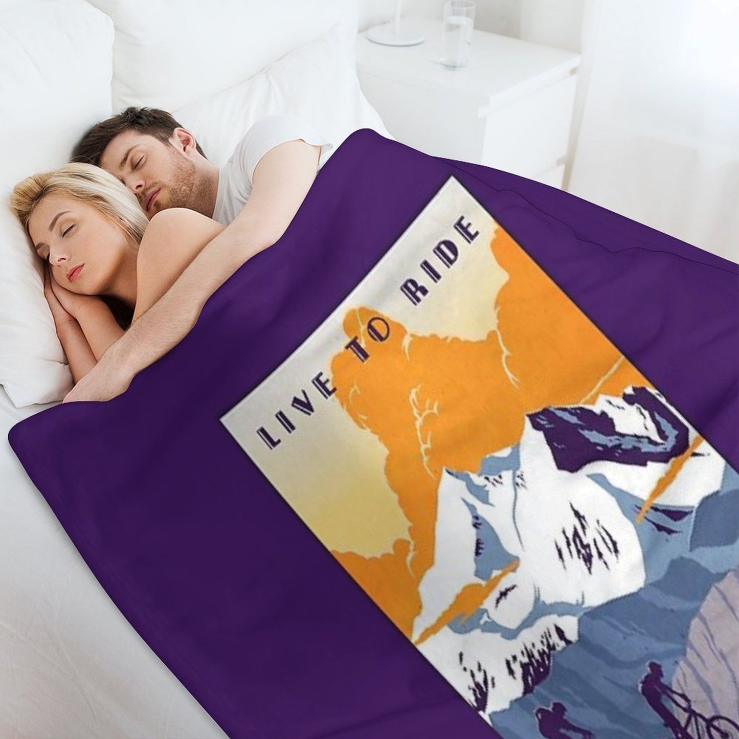 Live to Ride, Ride to Live Retro Cycling Poster Throw Blanket