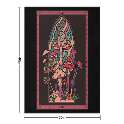 The Mushroom Tribe  Garden of Shrooms Throw Blanket