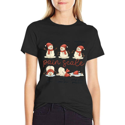 Pain Scale Snowman Funny Nurse Christmas Holiday  Graphic-printed T-Shirt