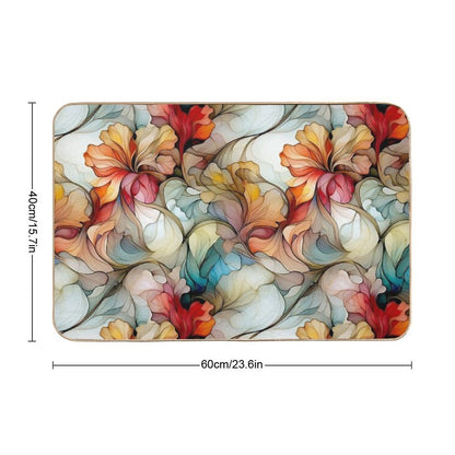 Elegant Floral Glass Effect Seamless Pattern Fire And Ice  Versatile Bath Mat