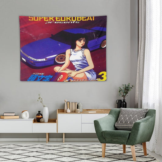 Initial D Mako Super Eurobeat Anime Tapestry