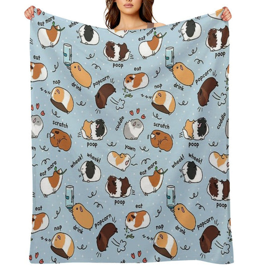 Guinea Pig Daily To-Do List - Blue Background Throw Blanket