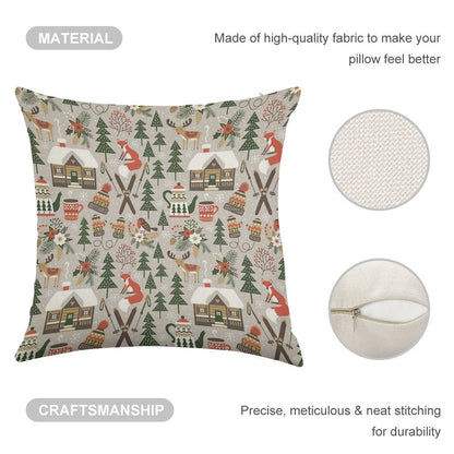 Cozy Cabin  Light Grey Linen Throw Pillow Cover