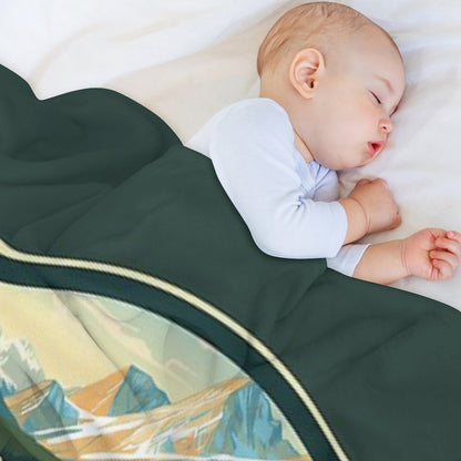 Katmai National Park Illustration Retro Badge Throw Blanket