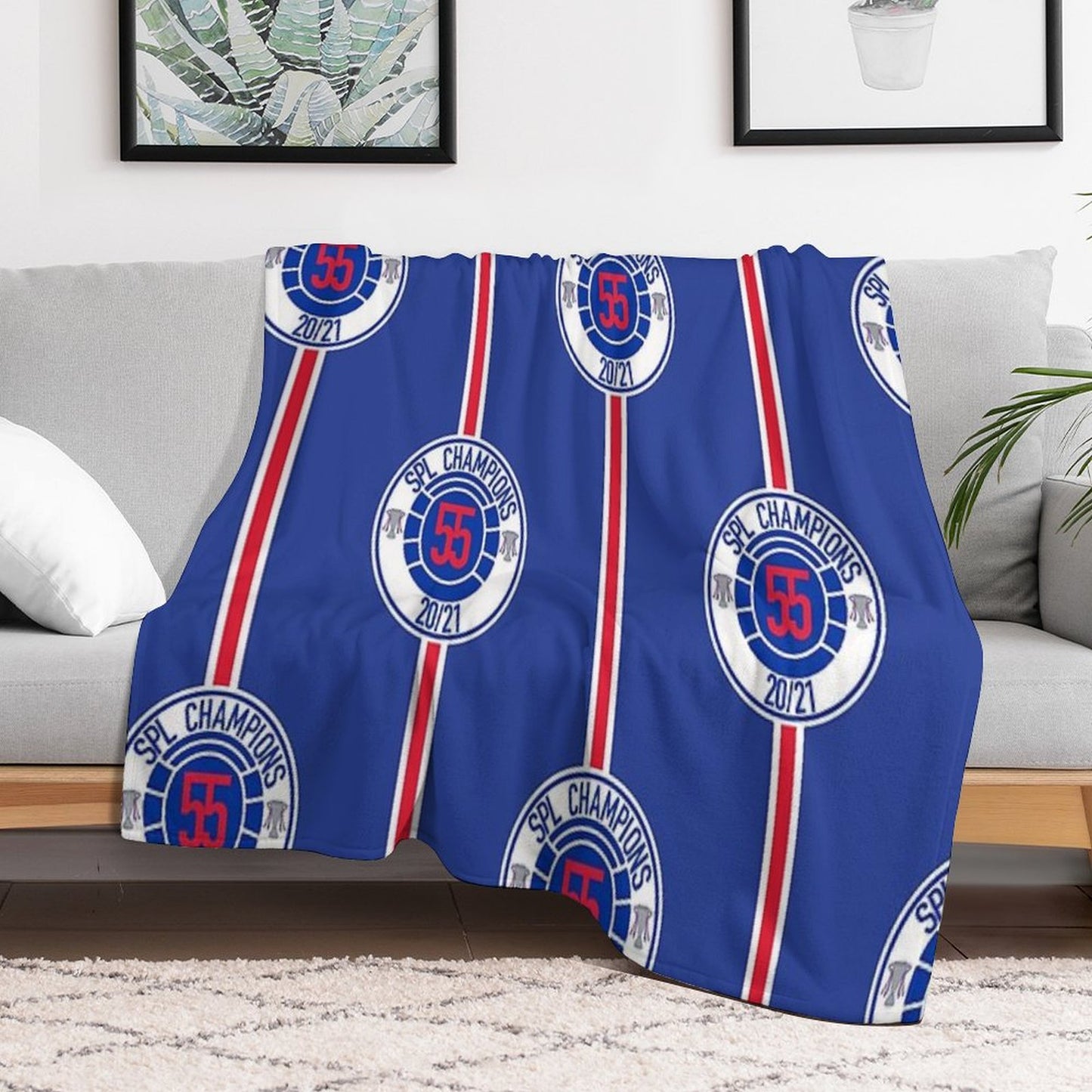 Rangers Fc Champions Mock Badge Design Throw Blanket