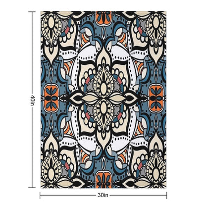 Abstract Renaissance Geometrical Flowers,  Mosaic Floral Fantasy Pattern Throw Blanket