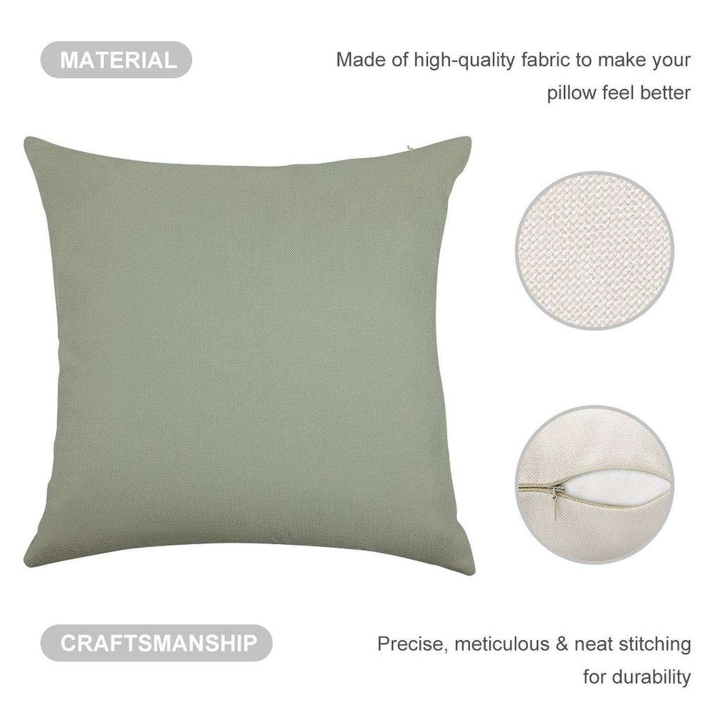 Desert Sage Grey Green Solid Color Linen Throw Pillow Cover