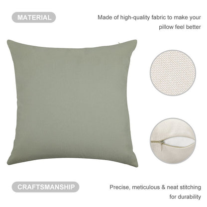 Desert Sage Grey Green Solid Color Linen Throw Pillow Cover