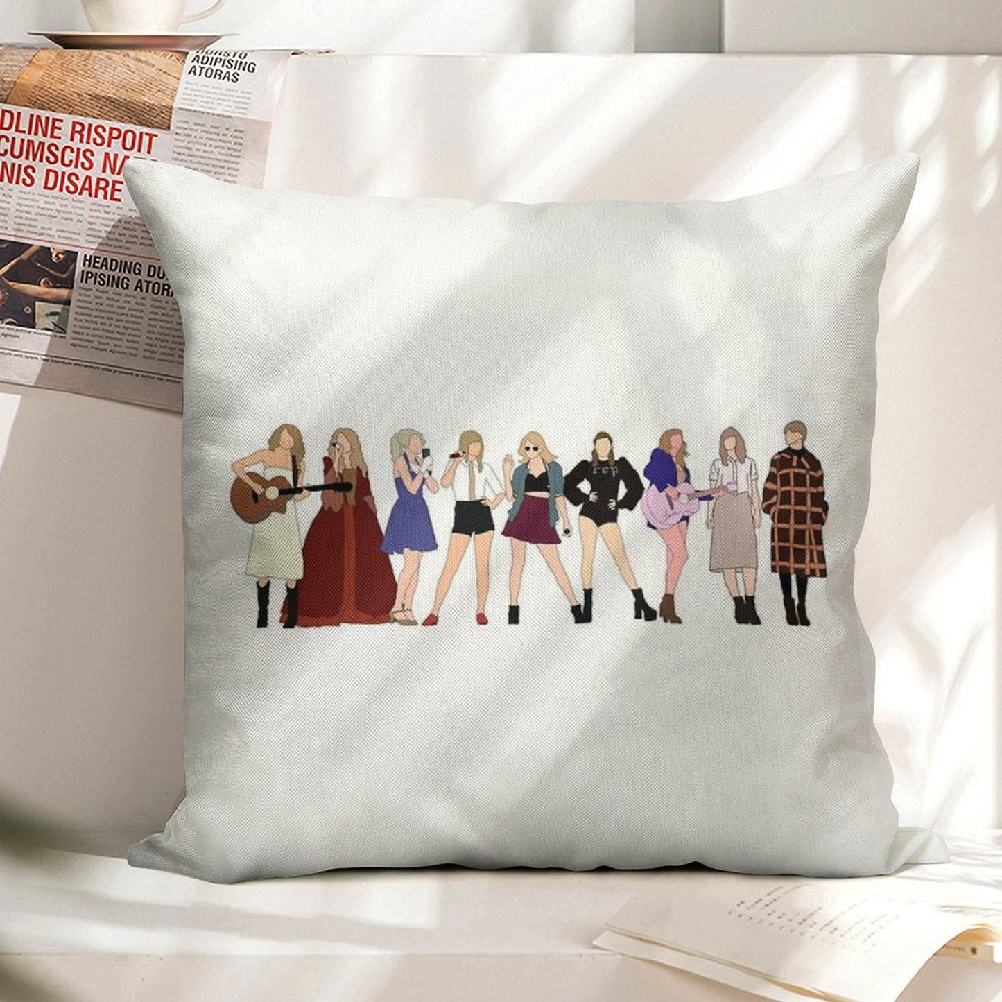 TAYLOR SWIFT 9 ERAS Linen Throw Pillow Cover