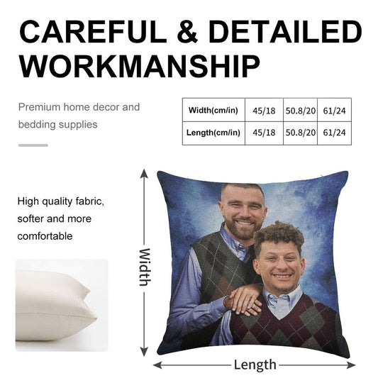 Kelce And Mahomes Stepbrothers Linen Throw Pillow Cover
