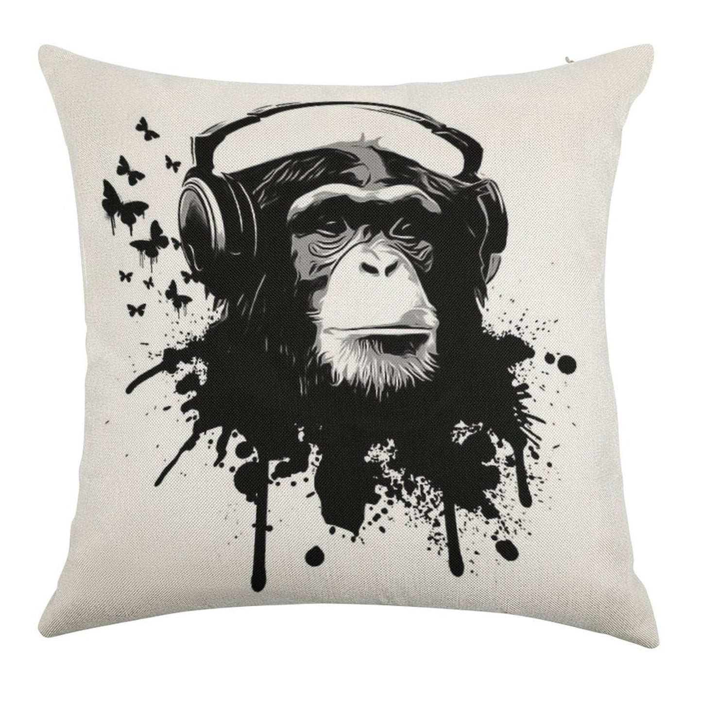 Monkey Business Linen Throw Pillow Cover
