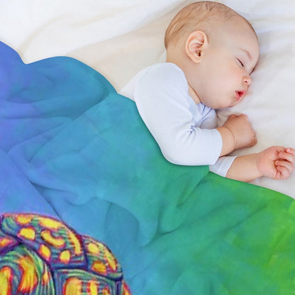 Rainbow Eastern Box Turtle Throw Blanket