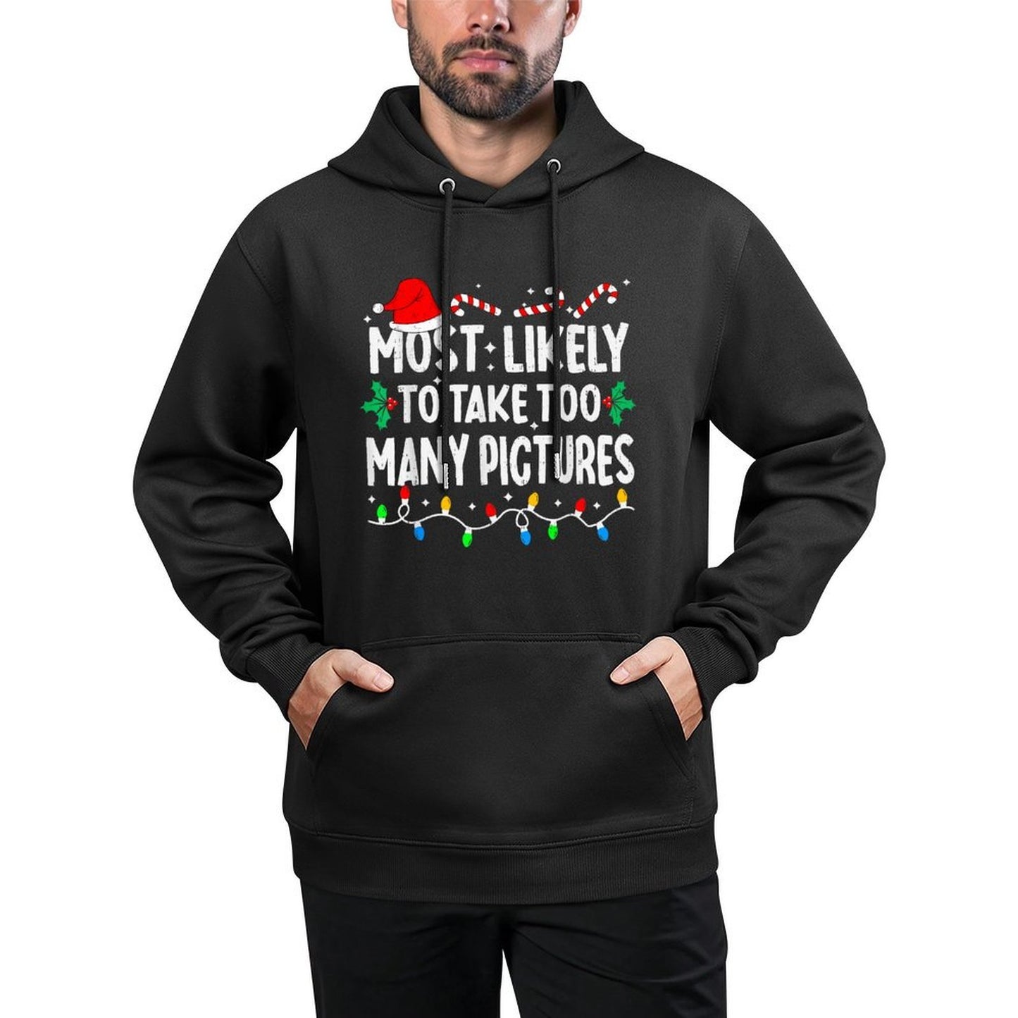 Most Likely to Take Too Many Pictures Matching Christmas Cotton-Polyester Blend Hoodie