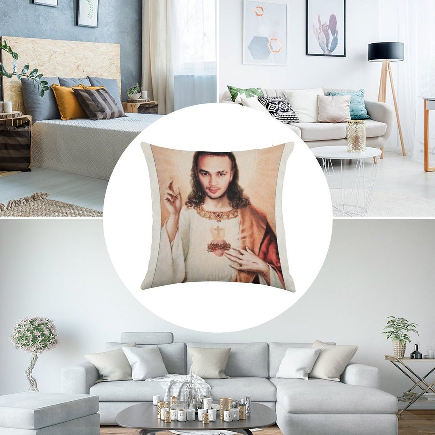 Jul Christ Linen Throw Pillow Cover