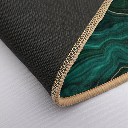 Emerald Green And Gold  Malachite Pattern Bath Mat