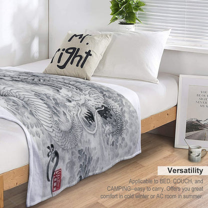 Ink Painting Dragon 180411 JAPAN Throw Blanket