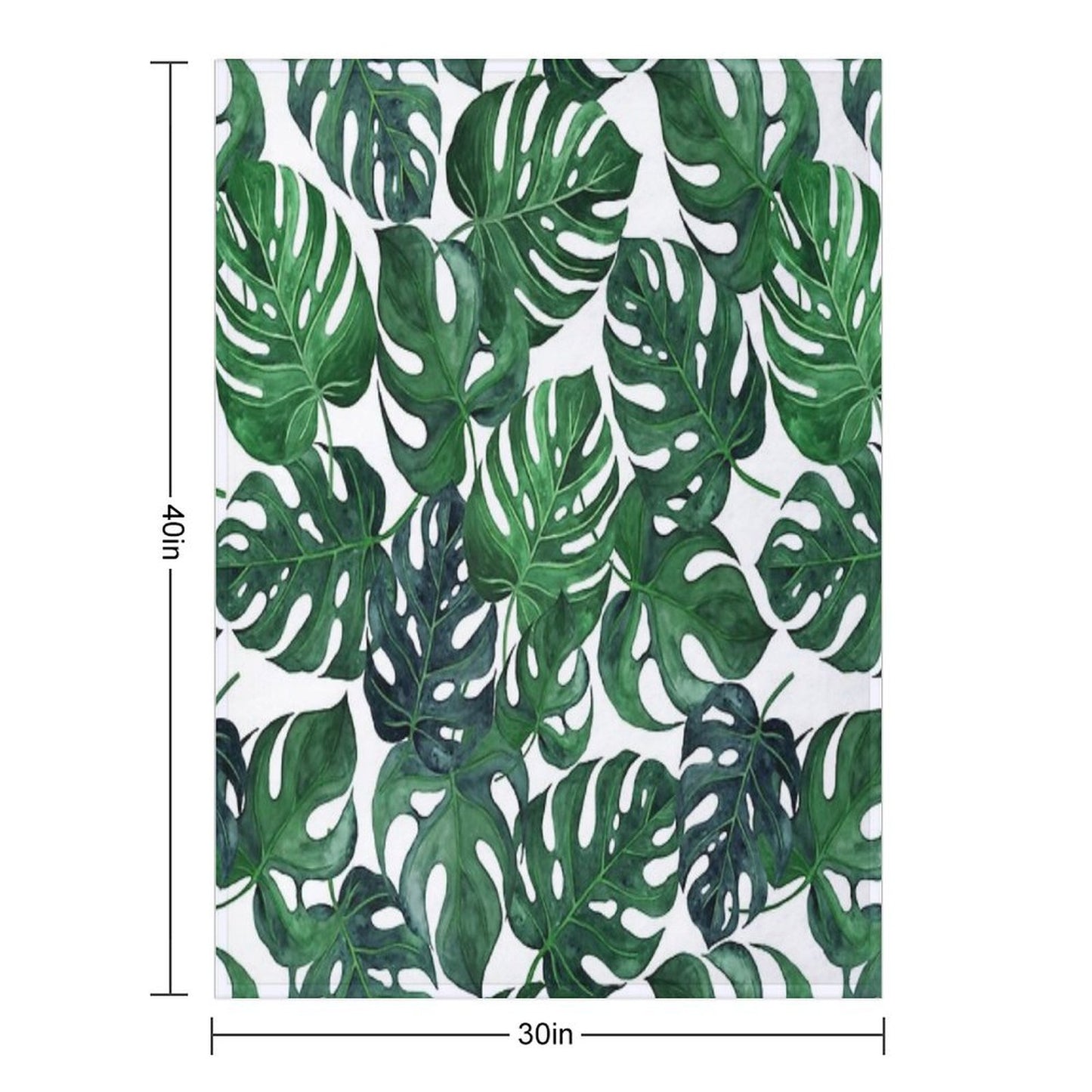 Tropical Monstera Leaves - Dark Emerald Green Throw Blanket