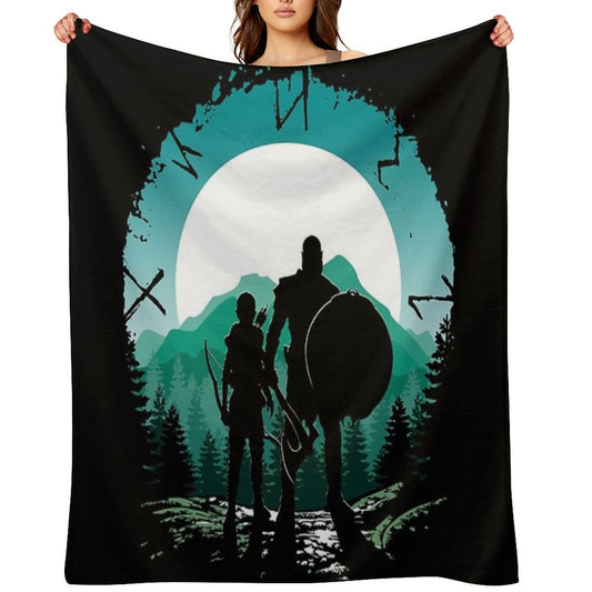 Kratos And Son Throw Blanket