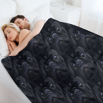 Black Pug Dog Face Throw Blanket