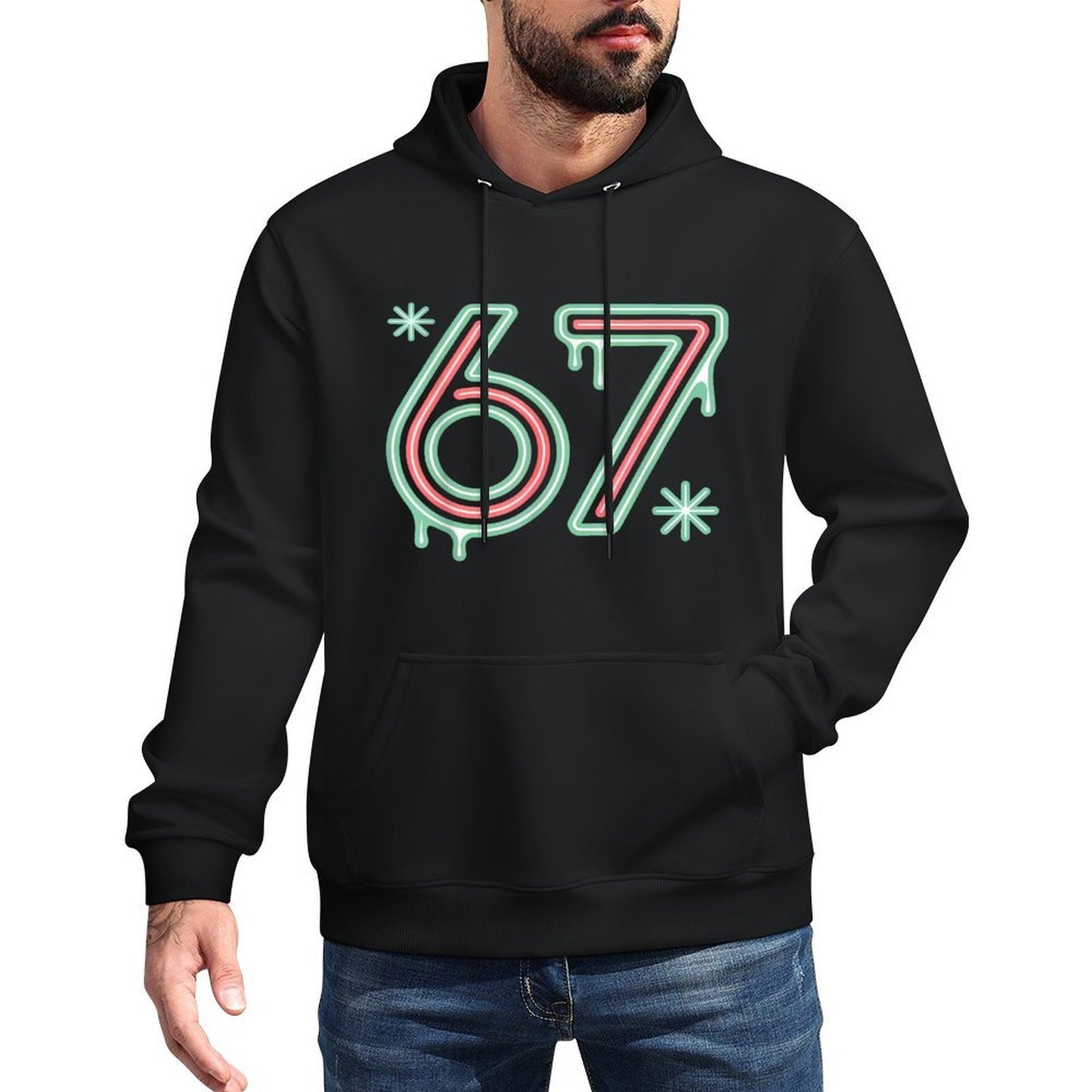 67 Meme Funny Six Seven Alpha Slang Kangaroo Pocket Hoodie
