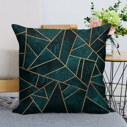 Deep Teal Stone Linen Throw Pillow Cover