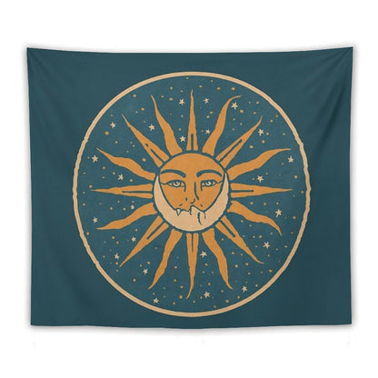 Sun And Moon  Vintage Tapestry