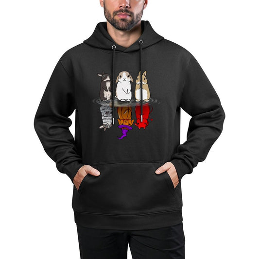 Rabbit Halloween Reflect Rabbit Halloween Mirror Bunnies Relaxed Fit Hoodie