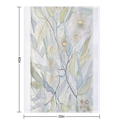 Soft Gentle Gum Leaves And Flowers Throw Blanket