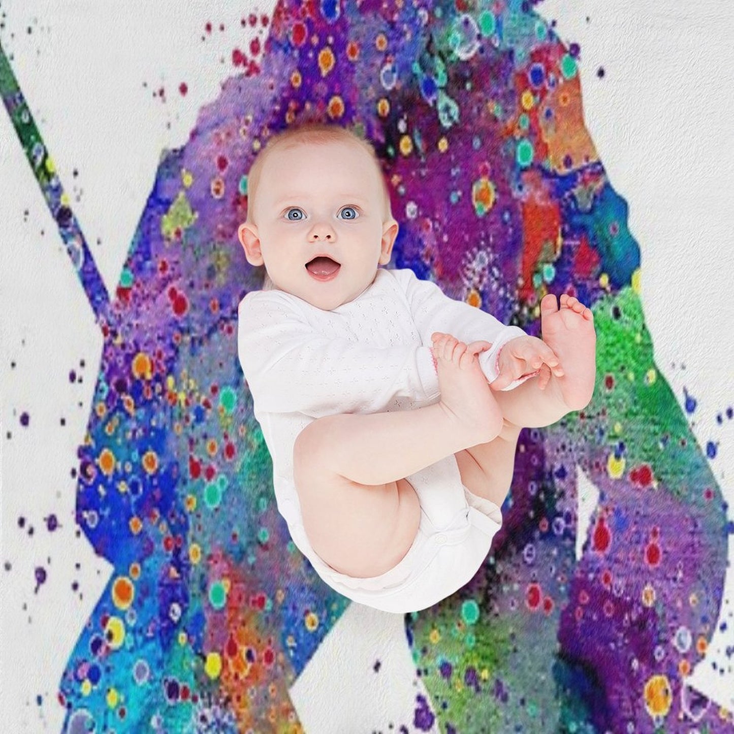 Ice Hockey Boy Goalie Colorful Watercolor Throw Blanket