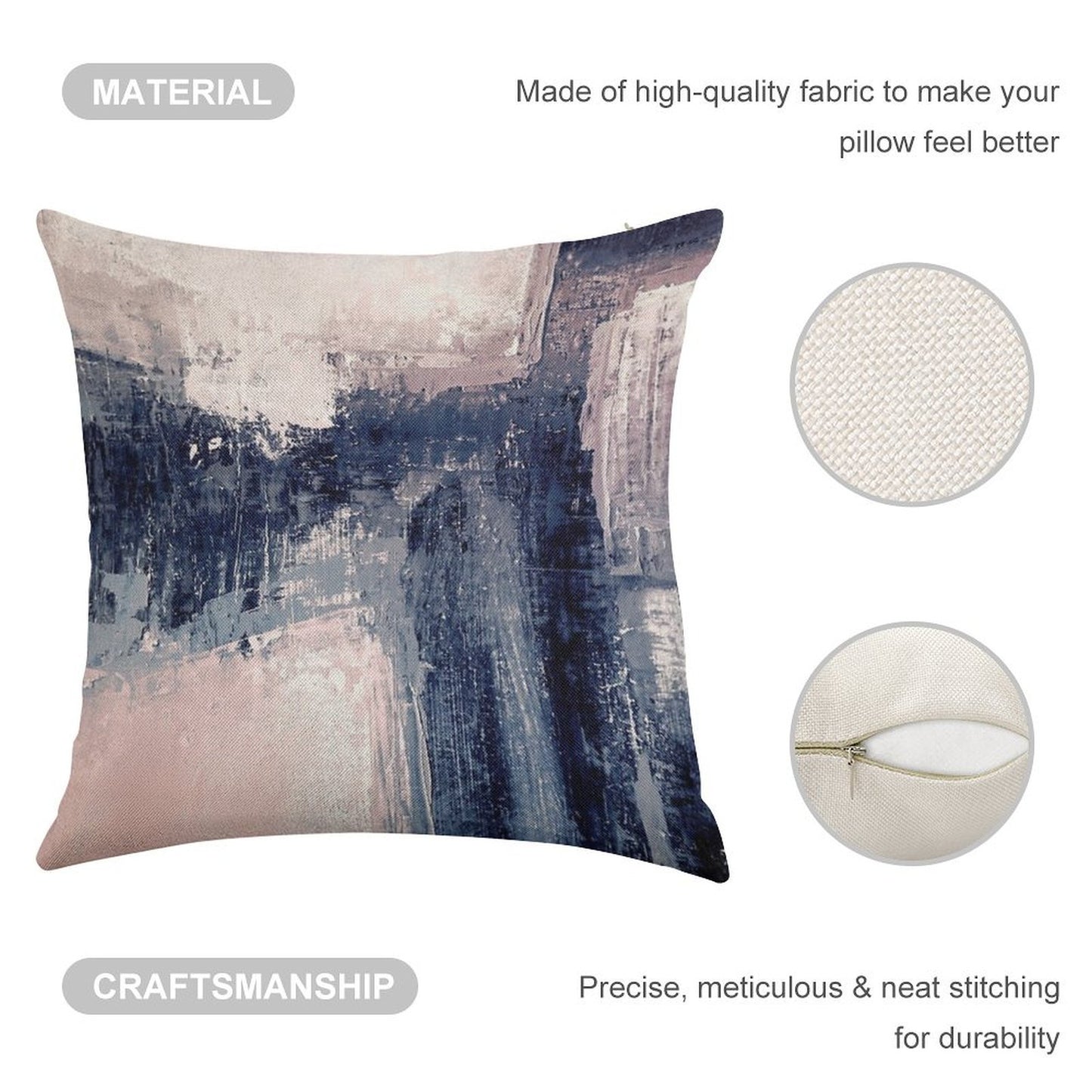 Pink And Navy 1 Linen Throw Pillow Cover