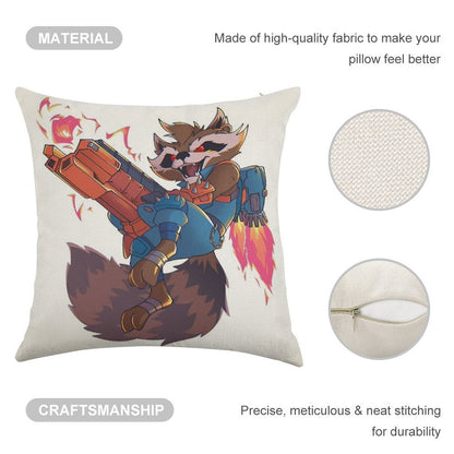 Marvel Rivals Rocket Raccoon Linen Throw Pillow Cover