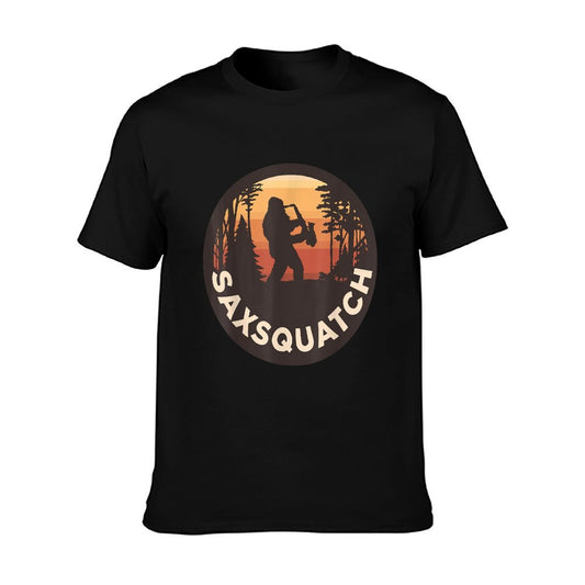 Retro Vintage Sax-Squatch Yeti Bigfoot Playing Saxophone T-Shirt
