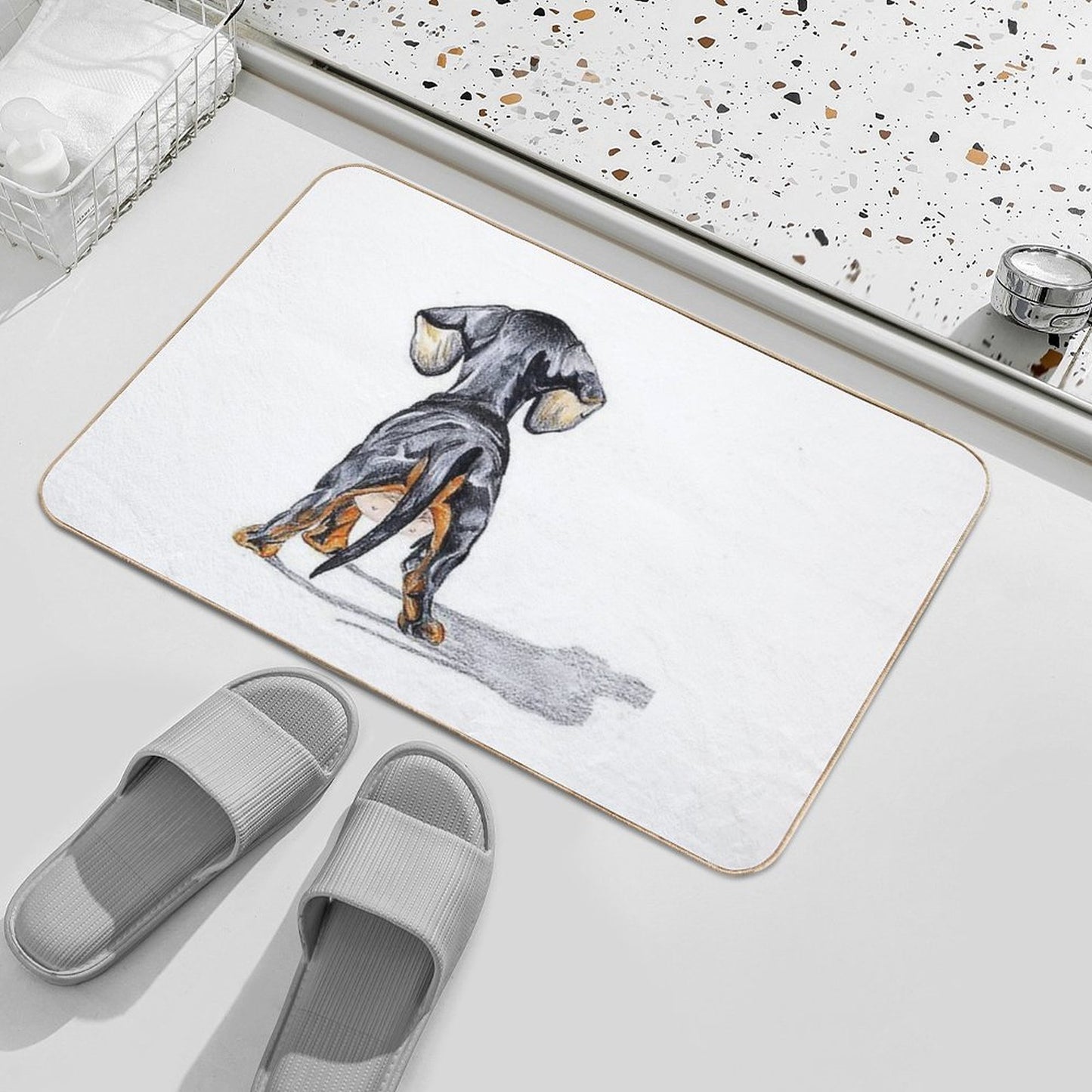 Dachshund Dog Pupy Back Bath Mat