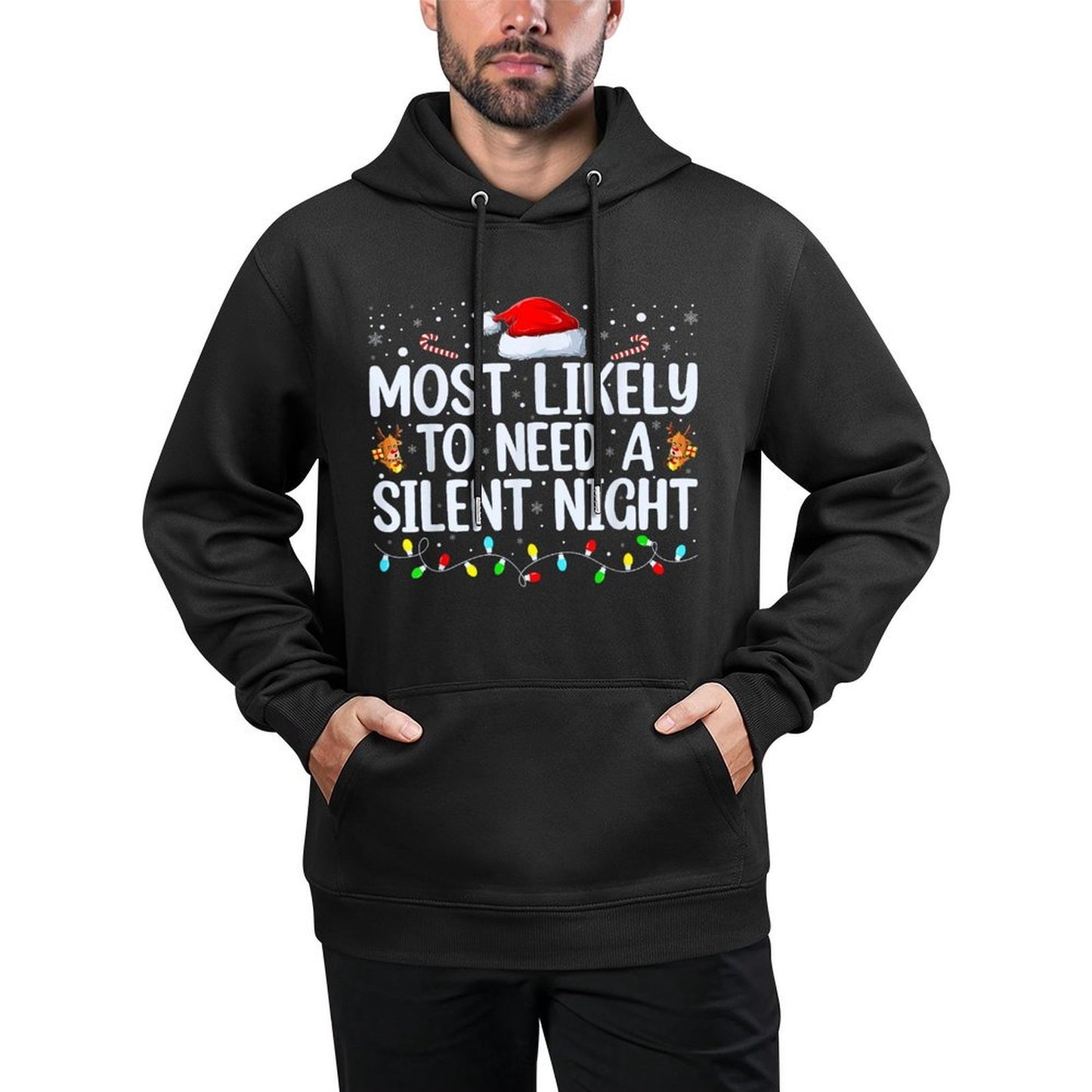 Most Likely to Need A Silent Night Family Christmas Pajamas Easy Care Hoodie