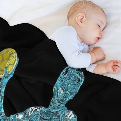 Handball Player Blue Silhouette Throw Blanket