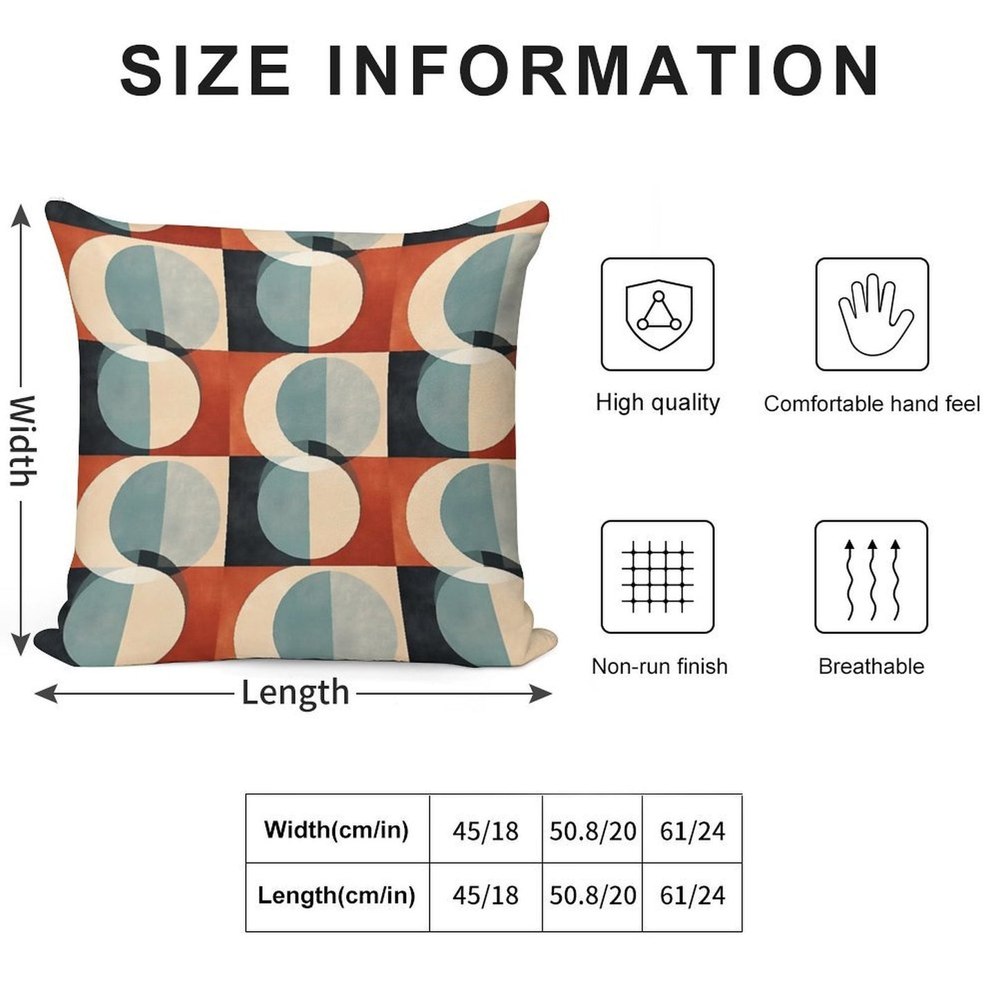 Mid Century Abstract Retro Geometric Art Soft Multiple Sizes Throw Pillow