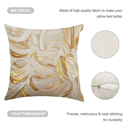 Cream & Gold Wet Paint Linen Throw Pillow Cover