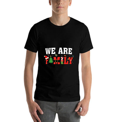 We Are Family Christmas Tree  Ribbed Collar T-Shirt