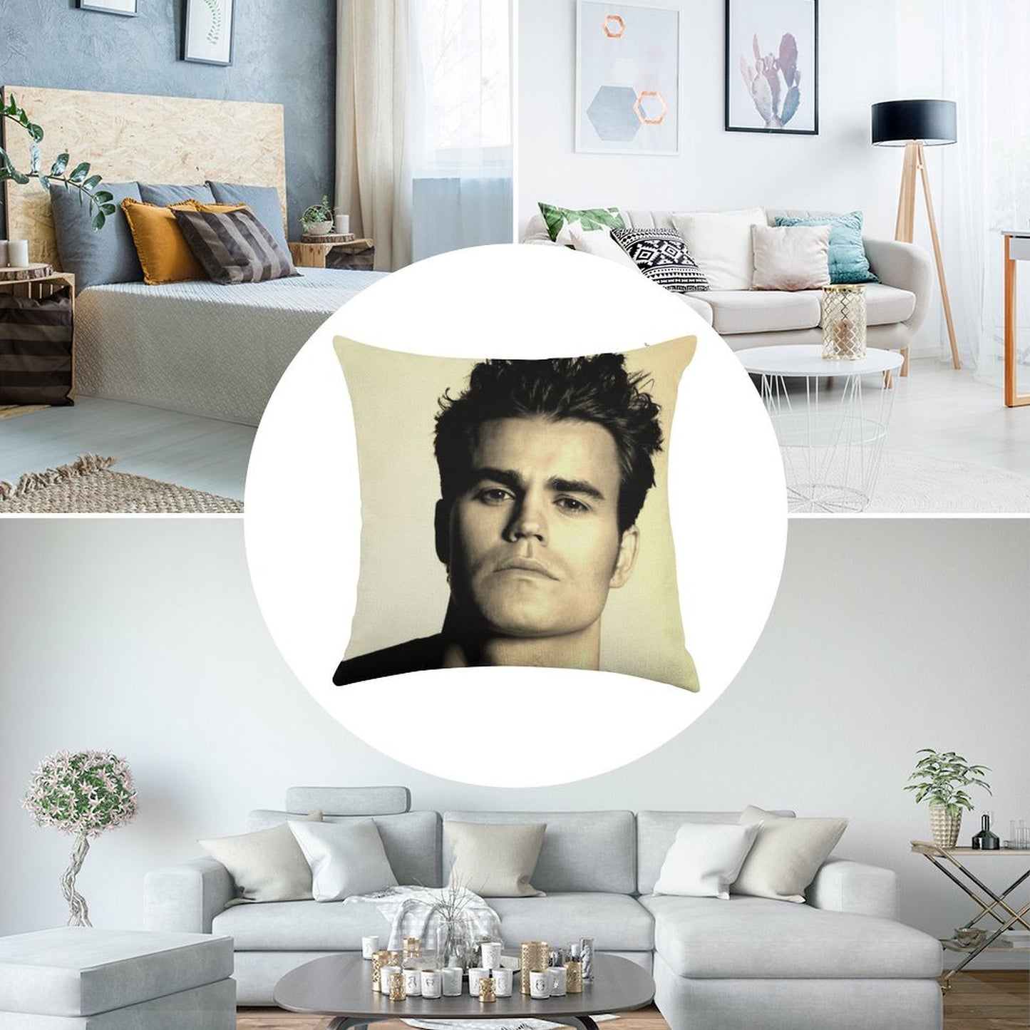 Paul Wesley GFY Linen Throw Pillow Cover