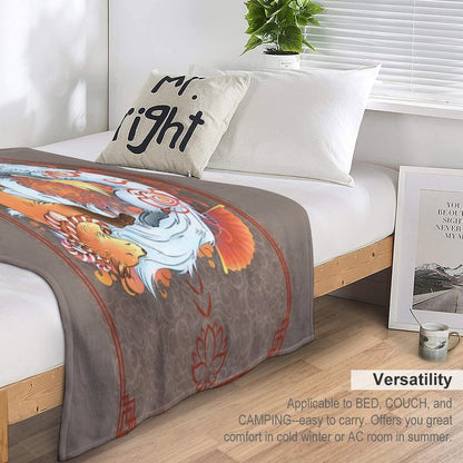 Kitsune Inari Fox Yin Yang Throw Blanket